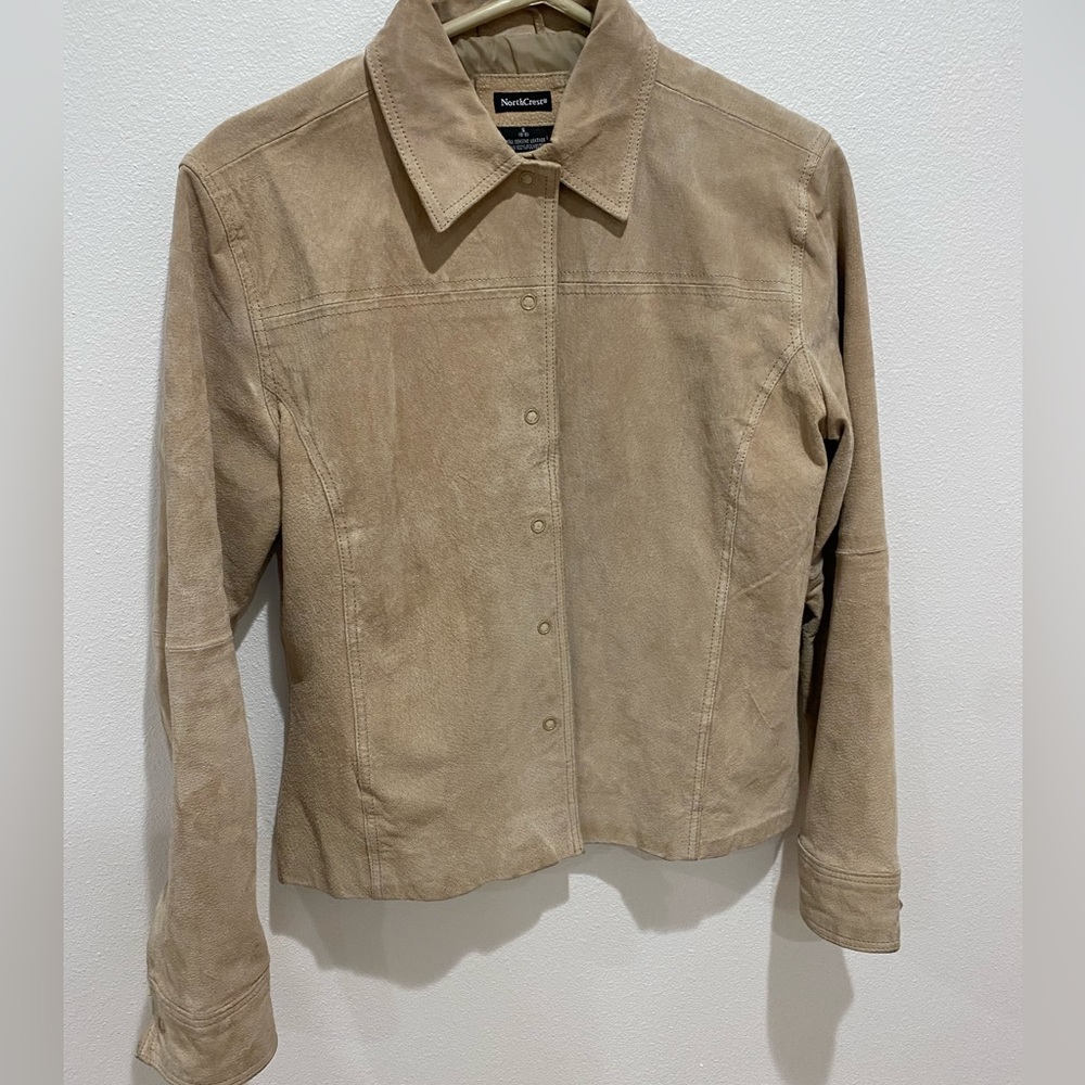 Women’s Y2K nude genuine leather jacket size 6-8